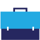 Icon of dark blue briefcase.